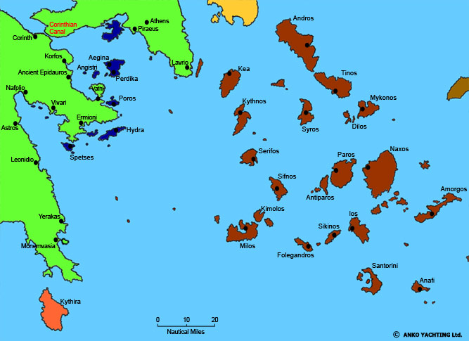 Map of the Aegean Sea